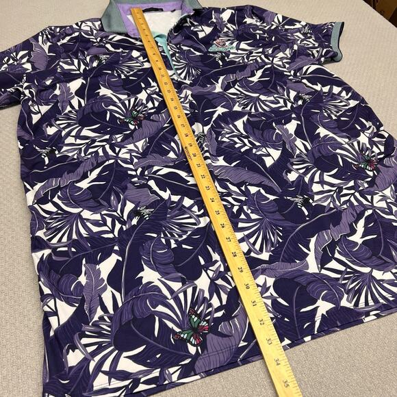 Greyson Polo Shirt Mens XXL Purple Floral Butterfly Port Marnock Golf Club - Picture 9 of 9